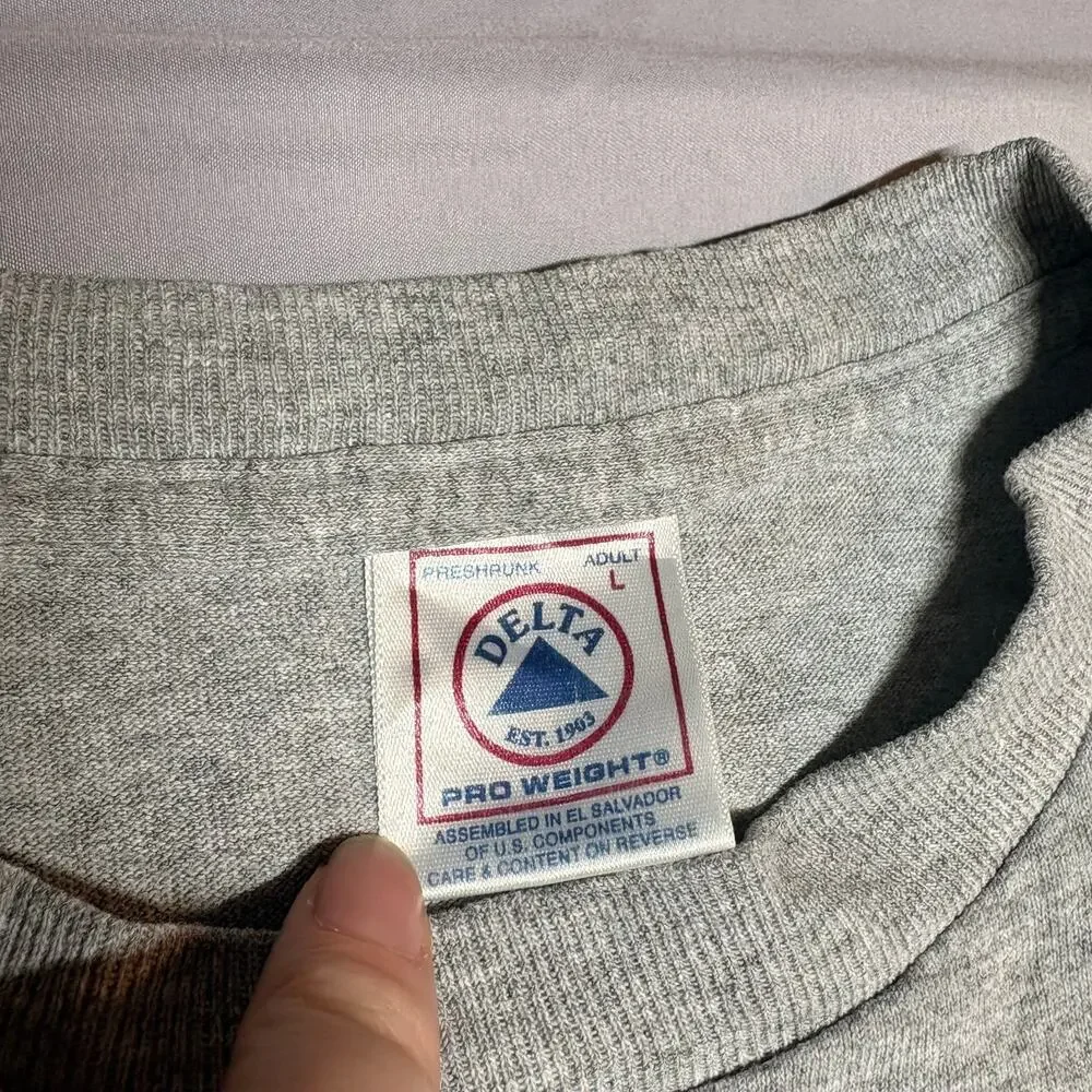 Grey long sleeve graphic t shirt vintage style